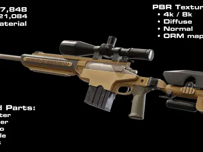 ASHBURY ASW 338LM Sniper Rifle Low-poly 3D model