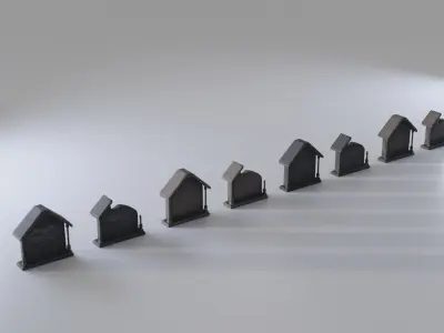 Hand Sculpted cemetery gravestones part 3  Low-poly 3D model