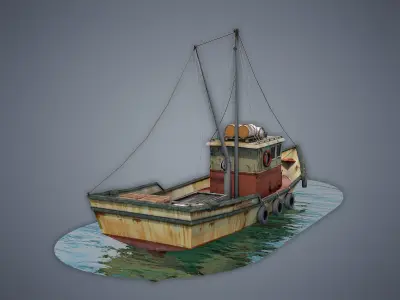 Fishing Vessel Low-poly 3D model