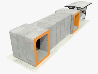 Bus Stop Bomb Shelter Module 3D model