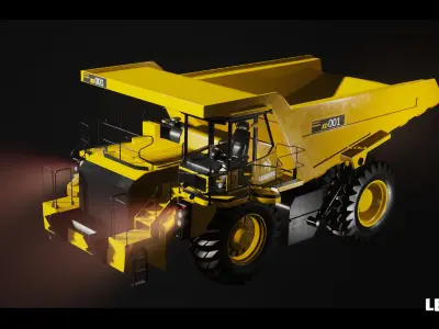 Driveable Animated Construction Truck Low-poly 3D model