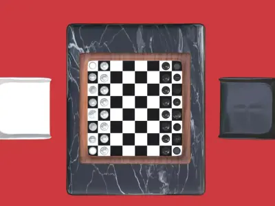 Luxury Chess Table Set with Chairs High Poly PBR Interior Scene Free 3D model
