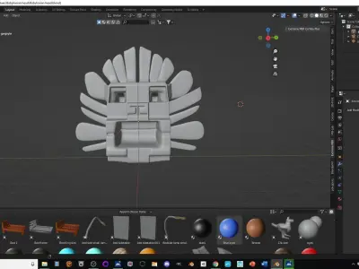 Babylonian gargoyle head Low-poly 3D model