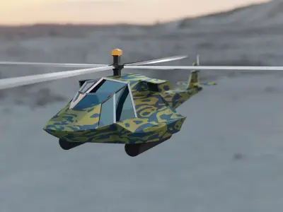 Helicopter Low-Poly 3D Model military Low-poly 3D model