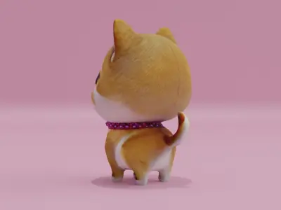 Dog Shiba Inu Puppy kawaii cute Low-poly 3D model
