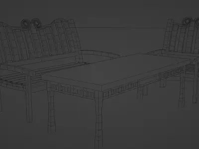 Set Wooden Furniture 9 3D model