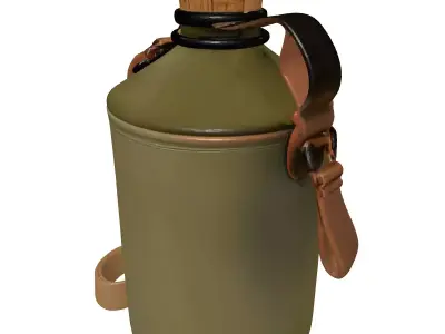 Vintage Military Canvas Canteen Bottle 3D model