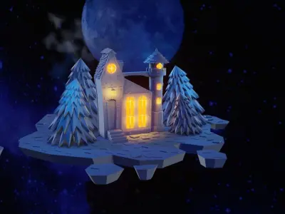 Cartoon Castle Low-poly 3D model