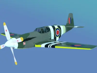 P51B Mustang wwII airplane 3D model