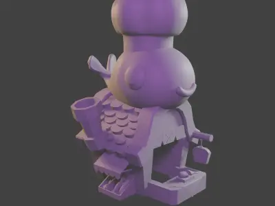 Eatery house with chef on top Free 3D model