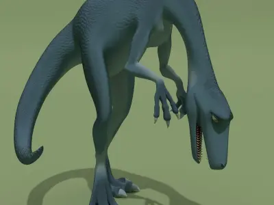Cartoon Blue Dinosaur Low-poly 3D model