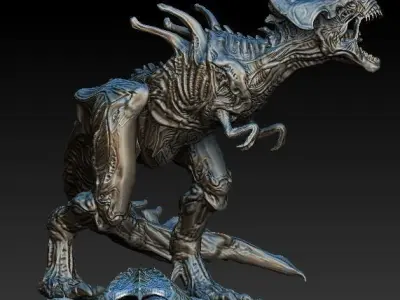 XenoRex xenomorph alien statue with base  3D model