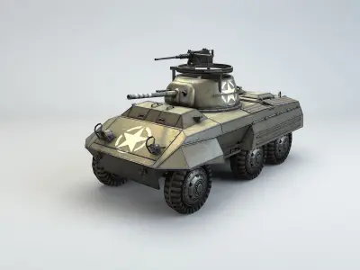 Low Poly M8 Greyhound armored car Low-poly 3D model