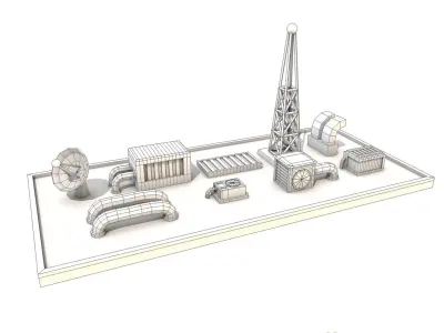 Cartoon Roof Technics Low-poly 3D model