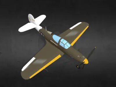 bell-p-39-airacobra fighter plane flying in sky Low-poly 3D model