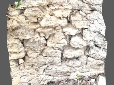 Fence wall of a castle made of stones 3D model