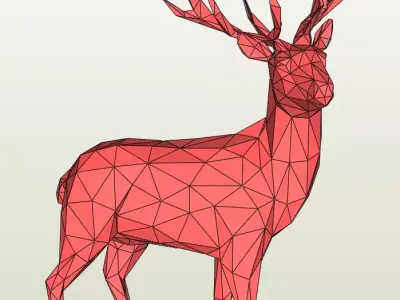 Ciervo polygonal deer Low-poly 3D model