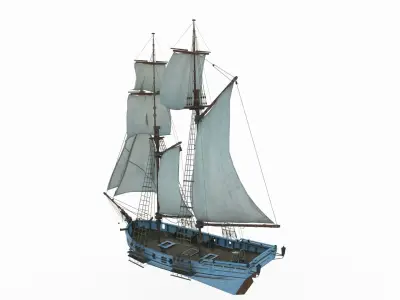 Ancient medium sized sailboats 3D model