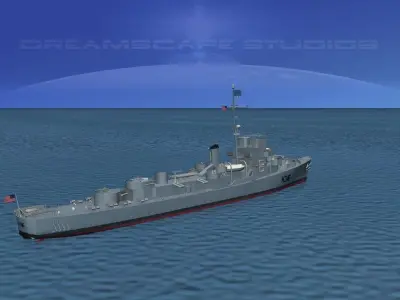 UK Captains Class Frigate HMAV Drury 3D model