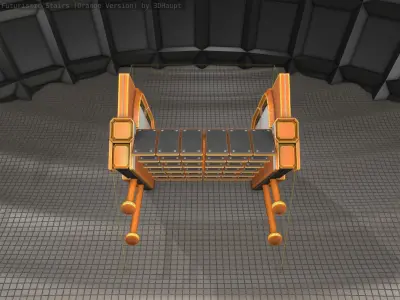 Sci-Fi Stairs - 21 - Orange Version Low-poly 3D model