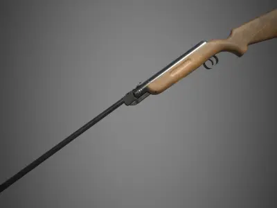Airgun PBR wooden rifle Low-poly 3D model