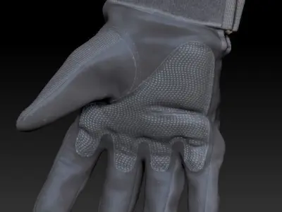 Military gloves of color black with PBR textures 16 Low-poly 3D model