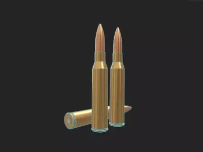 338 Lapua Magnum Ammo Low-poly 3D model