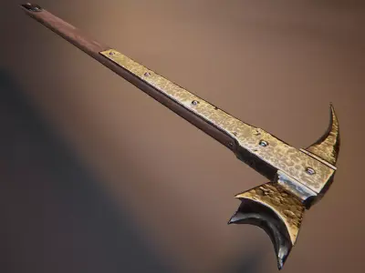 Medieval Warhammer Low-poly 3D model
