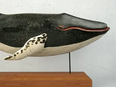 Carved and Painted Wooden Humpback Whale 3D model
