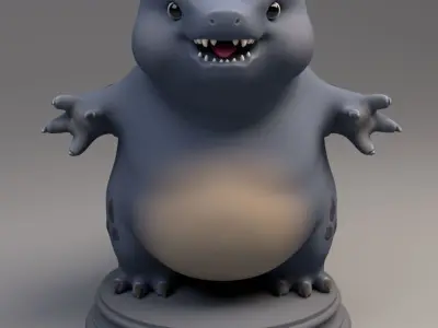 Godzilla statue Low-poly 3D model