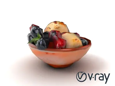 Historic-inspired Clay Bowl with Wild Berry Sorbet model pack Low-poly 3D model