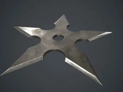Shuriken PBR Game Ready metal star Low-poly 3D model