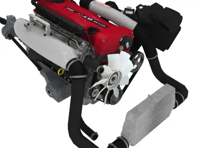 Nissan RB26DETT R34 GTR engine Low-poly 3D model