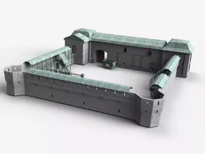 Fort modular Low-poly 3D model