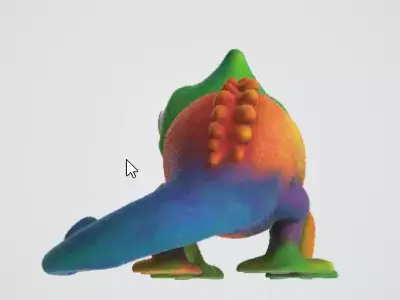 Cute Chameleon Figurine 3D Asset 3D model