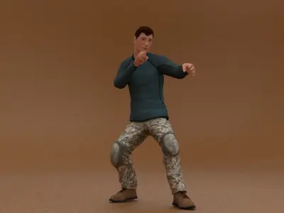 laos Game Male Fighter Low-poly 3D model