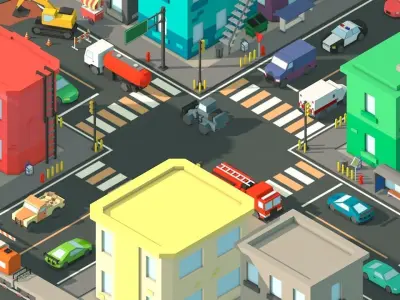 Free Big Low Poly Simple Urban City 3D Asset Pack Free low-poly 3D model