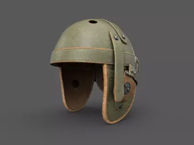 Vintage Tankers Helmet Game Ready Low-poly 3D model