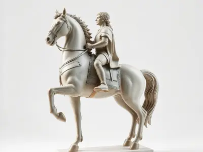 Renaissance Horse and Rider Sculpture model pack Low-poly 3D model