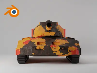 Lowpoly Tank in camouflage 3D model