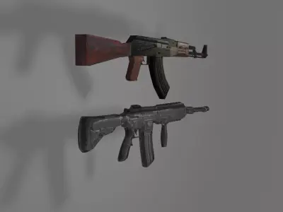 AK47 and M416 Free 3D model