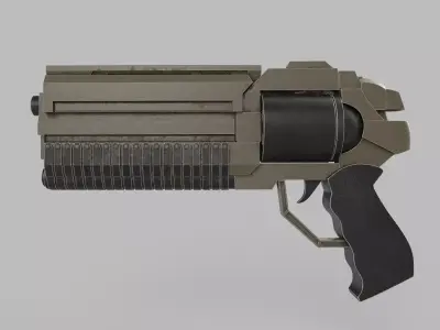revolver gun Low-poly 3D model