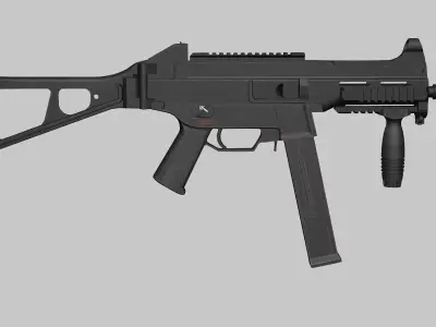 UMP 45 Submachine Gameready Gun Low-poly 3D Model Low-poly 3D model