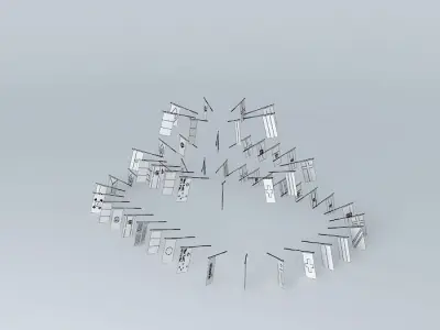 wtcflag tree made of metal pins Free 3D model