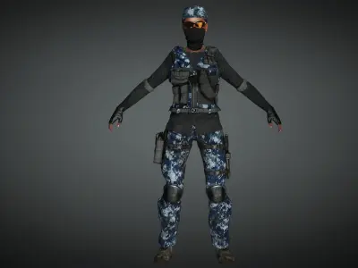 AAA Military Female Character 03 Low-poly 3D model