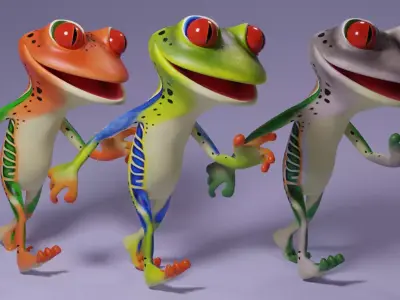Toon Humanoid Frog Free low-poly 3D model