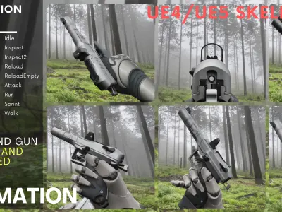 Pistol  Handgun Ionet Mk 4 FPS Animation Low-poly 3D model