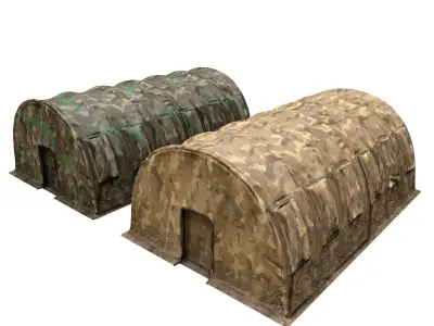 Large Military Tent Desert Camouflage Game Ready Low-poly 3D model