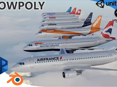 PACK Airbus A320-200 multi Livery Low-poly 3D model