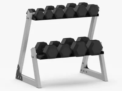 Dumbell Stand Type 02 Clean and Dirty 3D model